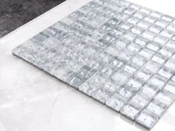 Ilcom Mosaïque en verre sur filet pour salle de bain ou cuisine 30 cm x 30 cm - Cloud- Mosaïque Pour Pièce À Vivre|Mosaïque Pour Wc