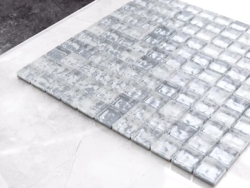 Ilcom Mosaïque en verre sur filet pour salle de bain ou cuisine 30 cm x 30 cm - Cloud- Mosaïque Pour Pièce À Vivre|Mosaïque Pour Wc