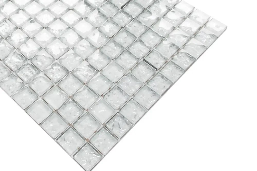 Ilcom Mosaïque en verre sur filet pour salle de bain ou cuisine 30 cm x 30 cm - Cloud- Mosaïque Pour Pièce À Vivre|Mosaïque Pour Wc
