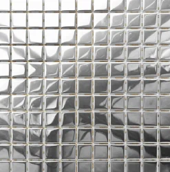 Ilcom Mosaïque en verre sur filet pour salle de bain ou cuisine 30 cm x 30 cm - Pure silver- Mosaïque Pour Salle De Bains|Mosaïque