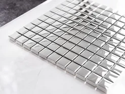 Ilcom Mosaïque en verre sur filet pour salle de bain ou cuisine 30 cm x 30 cm - Pure silver- Mosaïque Pour Salle De Bains|Mosaïque