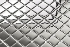 Ilcom Mosaïque en verre sur filet pour salle de bain ou cuisine 30 cm x 30 cm - Pure silver- Mosaïque Pour Salle De Bains|Mosaïque