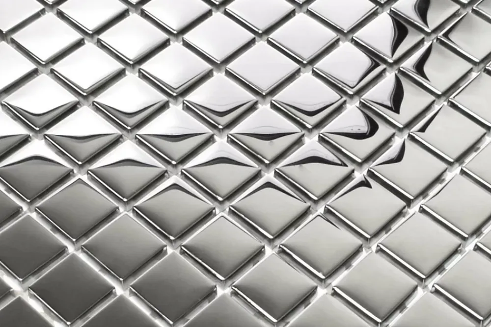 Ilcom Mosaïque en verre sur filet pour salle de bain ou cuisine 30 cm x 30 cm - Pure silver- Mosaïque Pour Salle De Bains|Mosaïque