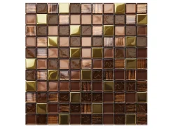 Ilcom Mosaïque Pour Salle De Bains|Mosaïque<Mosaïque en verre sur filet pour salle de bain ou cuisine 30 cm x 30 cm - Azteca gold