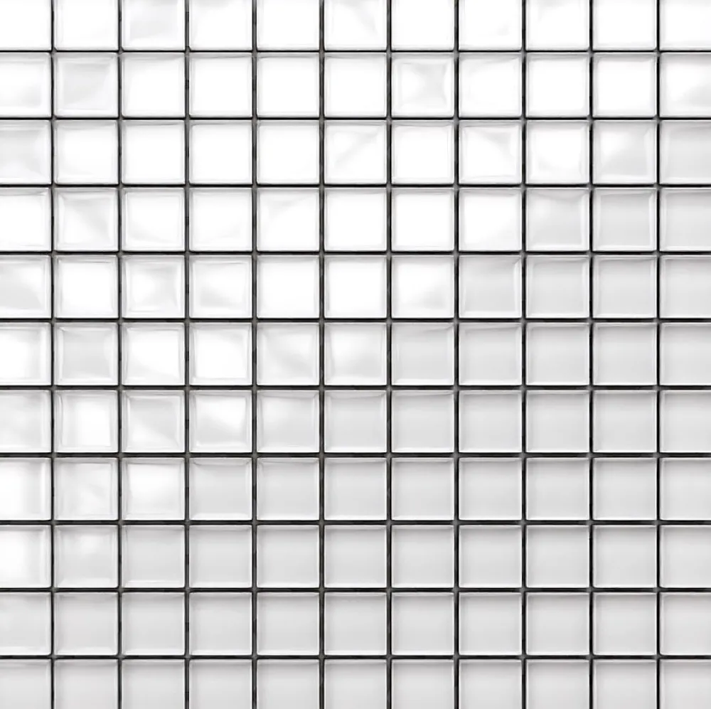 Ilcom Mosaïque en verre sur filet pour salle de bain ou cuisine 30 cm x 30 cm - Perfect white- Mosaïque Pour Douche|Mosaïque