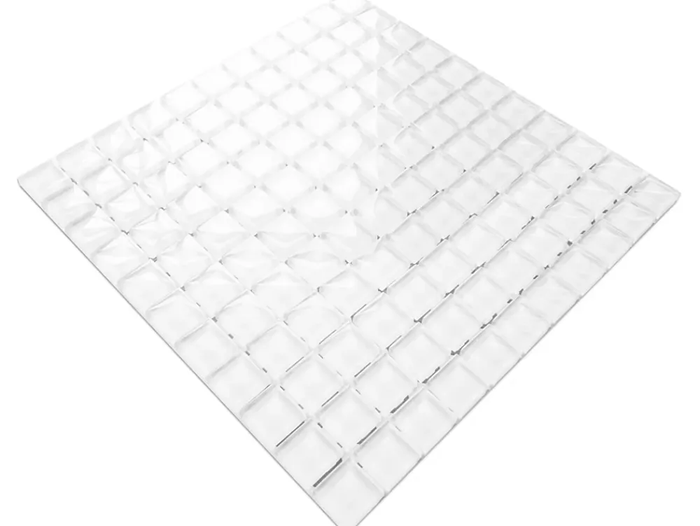 Ilcom Mosaïque en verre sur filet pour salle de bain ou cuisine 30 cm x 30 cm - Perfect white- Mosaïque Pour Douche|Mosaïque