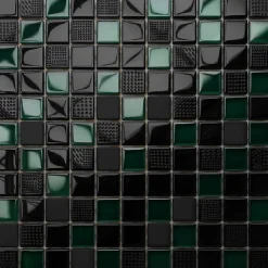 Ilcom Mosaïque Pour Wc<Mosaïque en verre sur filet pour salle de bain ou cuisine 30 cm x 30 cm - Black lantern