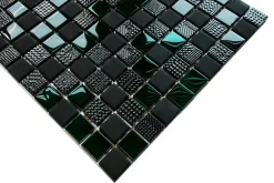 Ilcom Mosaïque Pour Wc<Mosaïque en verre sur filet pour salle de bain ou cuisine 30 cm x 30 cm - Black lantern