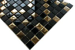 Ilcom Mosaïque Pour Douche|Mosaïque Pour Wc<Mosaïque en verre sur filet pour salle de bain ou cuisine 30 cm x 30 cm - El Dorado