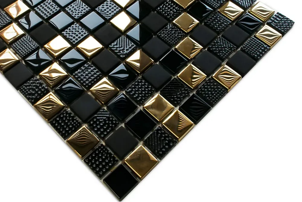 Ilcom Mosaïque Pour Douche|Mosaïque Pour Wc<Mosaïque en verre sur filet pour salle de bain ou cuisine 30 cm x 30 cm - El Dorado