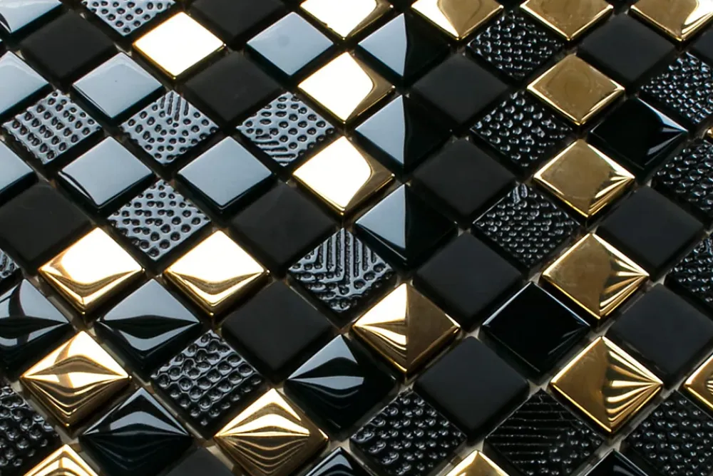 Ilcom Mosaïque Pour Douche|Mosaïque Pour Wc<Mosaïque en verre sur filet pour salle de bain ou cuisine 30 cm x 30 cm - El Dorado