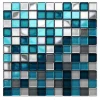 Ilcom Mosaïque en verre sur filet pour salle de bain ou cuisine 30 cm x 30 cm - Deep lake- Mosaïque Pour Salle De Bains|Mosaïque
