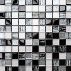 Ilcom Mosaïque en verre sur filet pour salle de bain ou cuisine 30 cm x 30 cm - Pearl jam- Mosaïque Pour Salle De Bains