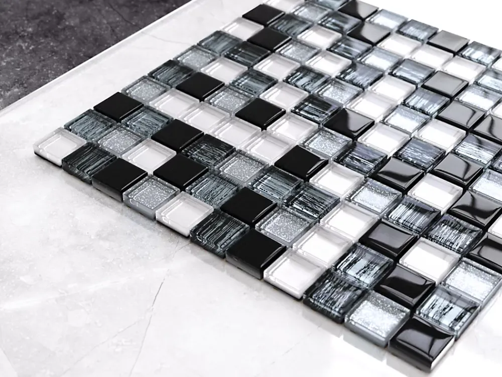 Ilcom Mosaïque en verre sur filet pour salle de bain ou cuisine 30 cm x 30 cm - Pearl jam- Mosaïque Pour Salle De Bains