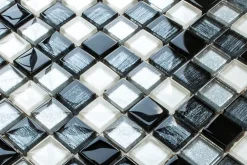 Ilcom Mosaïque en verre sur filet pour salle de bain ou cuisine 30 cm x 30 cm - Pearl jam- Mosaïque Pour Salle De Bains