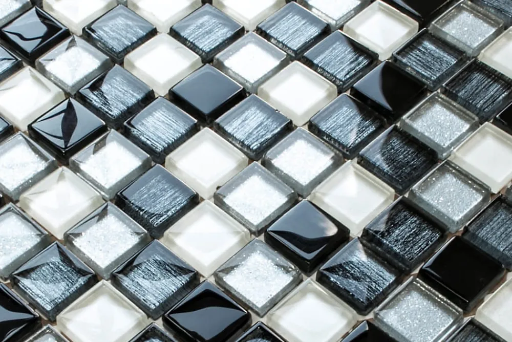 Ilcom Mosaïque en verre sur filet pour salle de bain ou cuisine 30 cm x 30 cm - Pearl jam- Mosaïque Pour Salle De Bains