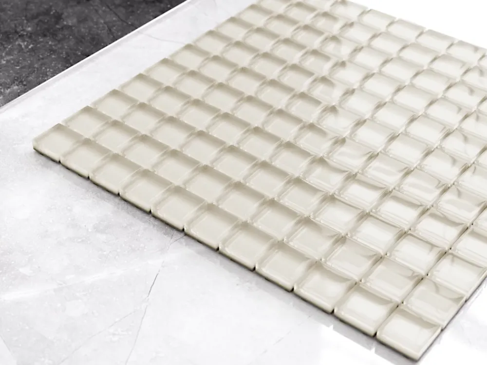 Ilcom Mosaïque<Mosaïque en verre sur filet pour salle de bain ou cuisine 30 cm x 30 cm - Condensed milk