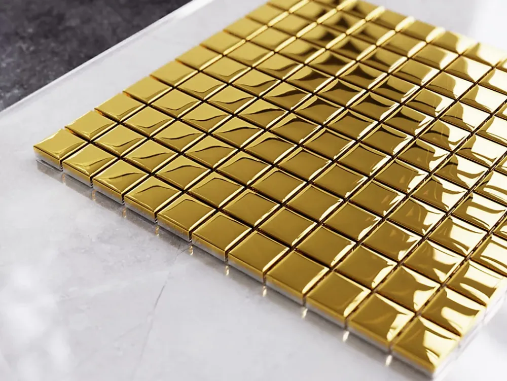 Ilcom Mosaïque|Mosaïque Pour Douche<Mosaïque en verre sur filet pour salle de bain ou cuisine 30 cm x 30 cm - Pure gold
