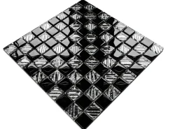 Ilcom Mosaïque Pour Pièce À Vivre|Mosaïque Pour Salle De Bains<Mosaïque en verre sur filet pour salle de bain ou cuisine 30 cm x 30 cm - Black chess