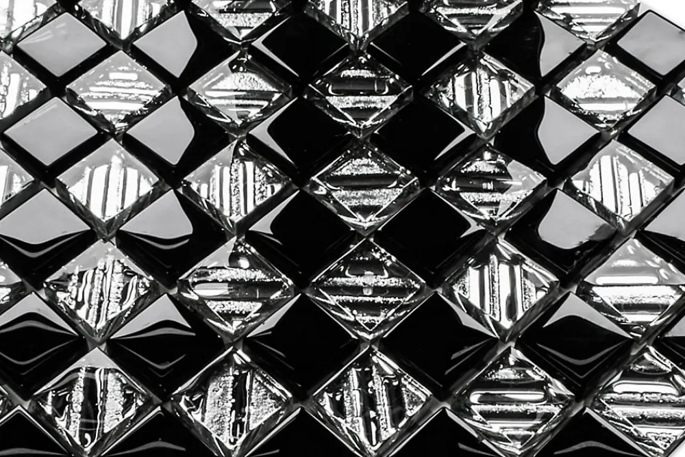 Ilcom Mosaïque Pour Pièce À Vivre|Mosaïque Pour Salle De Bains<Mosaïque en verre sur filet pour salle de bain ou cuisine 30 cm x 30 cm - Black chess