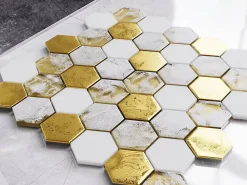 Ilcom Mosaïque|Mosaïque Pour Pièce À Vivre<Mosaïque en verre sur filet pour salle de bain et cuisine 30.3 cm x 30 cm - White Lava