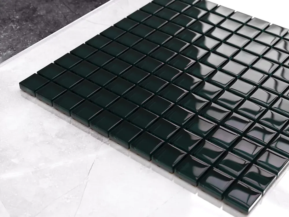 Ilcom Mosaïque en verre sur filet pour salle de bain ou cuisine 30 cm x 30 cm - Green ice- Mosaïque Pour Douche|Mosaïque Pour Pièce À Vivre