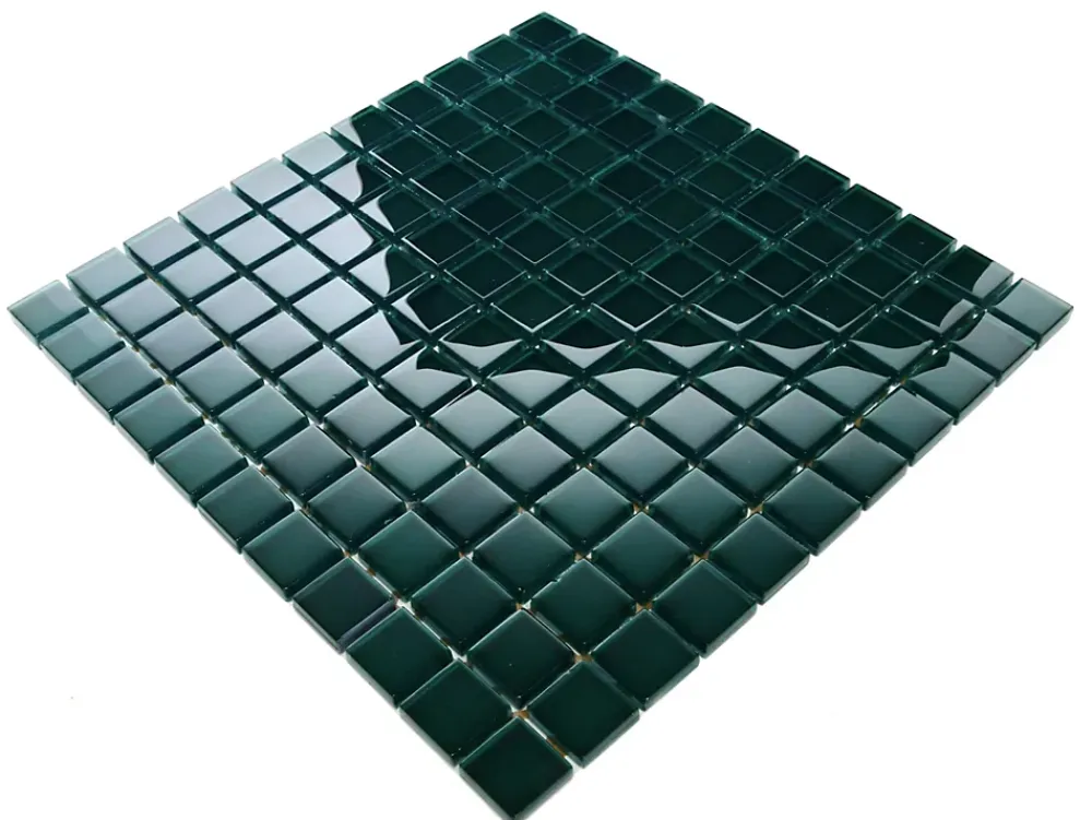 Ilcom Mosaïque en verre sur filet pour salle de bain ou cuisine 30 cm x 30 cm - Green ice- Mosaïque Pour Douche|Mosaïque Pour Pièce À Vivre