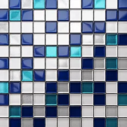 Ilcom Mosaïque en verre sur filet pour salle de bain ou cuisine 30 cm x 30 cm - Topaz- Mosaïque Pour Pièce À Vivre|Mosaïque Pour Wc