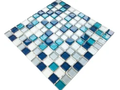 Ilcom Mosaïque en verre sur filet pour salle de bain ou cuisine 30 cm x 30 cm - Topaz- Mosaïque Pour Pièce À Vivre|Mosaïque Pour Wc