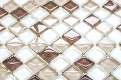 Ilcom Mosaïque en verre sur filet pour salle de bain ou cuisine 30 cm x 30 cm - Cappuccino- Mosaïque Pour Douche