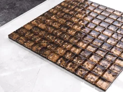 Ilcom Mosaïque en verre sur filet pour salle de bain ou cuisine 30 cm x 30 cm - Baltic amber- Mosaïque Pour Wc|Mosaïque Pour Salle De Bains