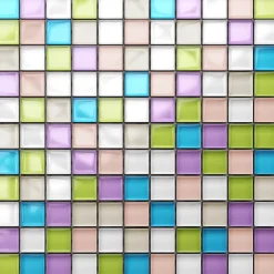 Ilcom Mosaïque en verre sur filet pour salle de bain ou cuisine 30 cm x 30 cm - Gummy bears- Mosaïque Pour Pièce À Vivre|Mosaïque