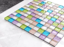 Ilcom Mosaïque en verre sur filet pour salle de bain ou cuisine 30 cm x 30 cm - Gummy bears- Mosaïque Pour Pièce À Vivre|Mosaïque