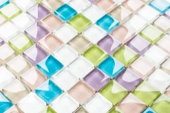 Ilcom Mosaïque en verre sur filet pour salle de bain ou cuisine 30 cm x 30 cm - Gummy bears- Mosaïque Pour Pièce À Vivre|Mosaïque