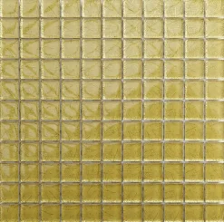 Ilcom Mosaïque en verre sur filet pour salle de bain ou cuisine 30 cm x 30 cm - Crushed gold- Mosaïque Pour Wc