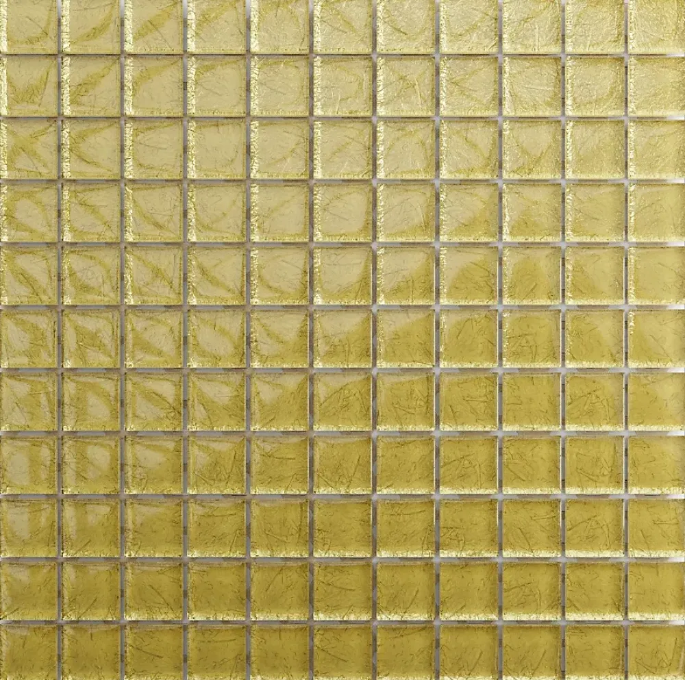 Ilcom Mosaïque en verre sur filet pour salle de bain ou cuisine 30 cm x 30 cm - Crushed gold- Mosaïque Pour Wc