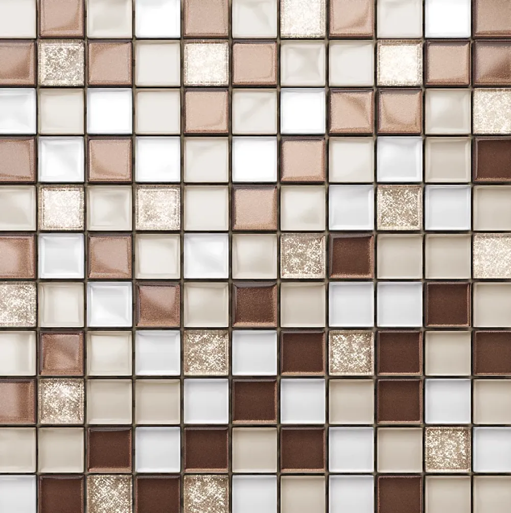 Ilcom Mosaïque en verre sur filet pour salle de bain ou cuisine 30 cm x 30 cm - Coffee- Mosaïque Pour Douche|Mosaïque Pour Wc