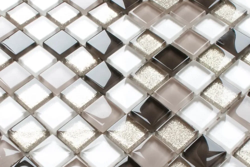 Ilcom Mosaïque en verre sur filet pour salle de bain ou cuisine 30 cm x 30 cm - Coffee- Mosaïque Pour Douche|Mosaïque Pour Wc