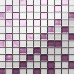 Ilcom Mosaïque Pour Pièce À Vivre|Mosaïque Pour Wc<Mosaïque en verre sur filet pour salle de bain ou cuisine 30 cm x 30 cm - Lilac orchid