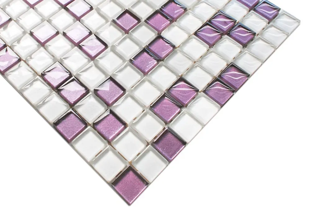 Ilcom Mosaïque Pour Pièce À Vivre|Mosaïque Pour Wc<Mosaïque en verre sur filet pour salle de bain ou cuisine 30 cm x 30 cm - Lilac orchid