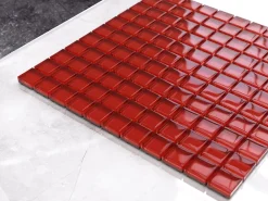 Ilcom Mosaïque Pour Pièce À Vivre<Mosaïque en verre sur filet pour salle de bain ou cuisine 30 cm x 30 cm - Pure red