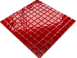 Ilcom Mosaïque Pour Pièce À Vivre<Mosaïque en verre sur filet pour salle de bain ou cuisine 30 cm x 30 cm - Pure red
