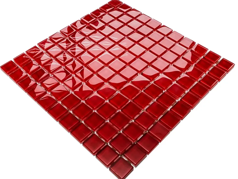 Ilcom Mosaïque Pour Pièce À Vivre<Mosaïque en verre sur filet pour salle de bain ou cuisine 30 cm x 30 cm - Pure red