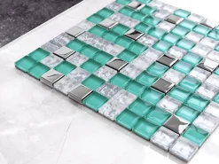 Ilcom Mosaïque Pour Pièce À Vivre<Mosaïque en verre sur filet pour salle de bain ou cuisine 30 cm x 30 cm - Allende