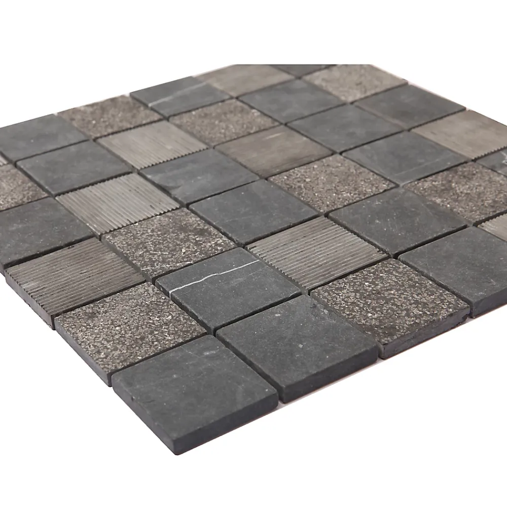 GoodHome Mosaïque Pour Douche|Mosaïque Pour Salle De Bains<Mosaïque gris clair 30x30cm Blue stone carré