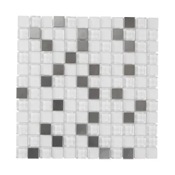 GoodHome Mosaïque gris et blanc 32 x 32 cm Prate- Mosaïque Pour Salle De Bains|Mosaïque