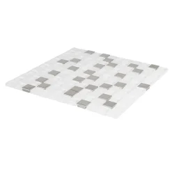 GoodHome Mosaïque gris et blanc 32 x 32 cm Prate- Mosaïque Pour Salle De Bains|Mosaïque