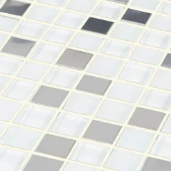 GoodHome Mosaïque gris et blanc 32 x 32 cm Prate- Mosaïque Pour Salle De Bains|Mosaïque
