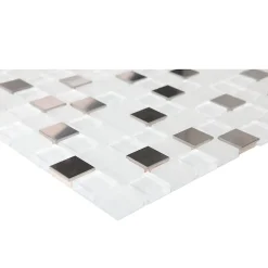 GoodHome Mosaïque gris et blanc 32 x 32 cm Prate- Mosaïque Pour Salle De Bains|Mosaïque