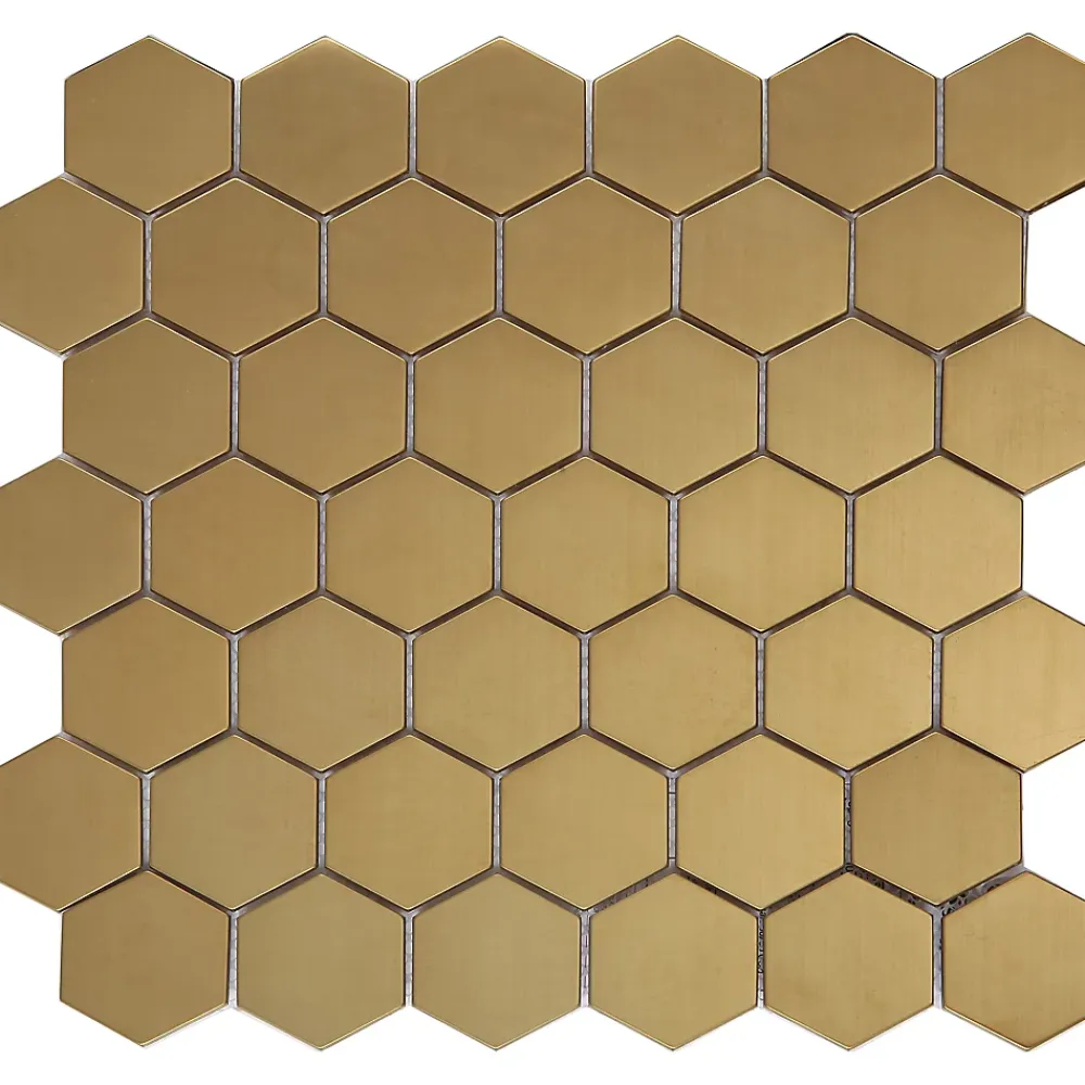 GoodHome Mosaïque Pour Douche|Mosaïque Pour Wc<Mosaïque laiton doré 30x30cm Albena